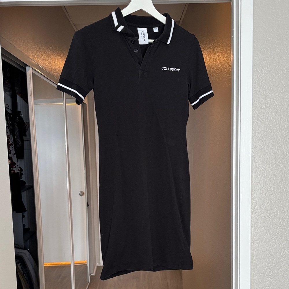 COL DESIGN Black Polo Mini Dress